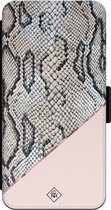 Casimoda® bookcase - Geschikt voor iPhone 13 - Hoesje met pasjeshouder - Snake Print Roze - Roze - Kunstleer