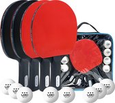 Loki - Set de ping-pong professionnel - 4 Raquettes de tennis de table - 8 balles - housse de rangement avec fermeture éclair