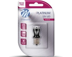 M-Tech LED P21W BA15s 12V - Platinum - Canbus - 4x Osram Led diode - Wit - Enkel