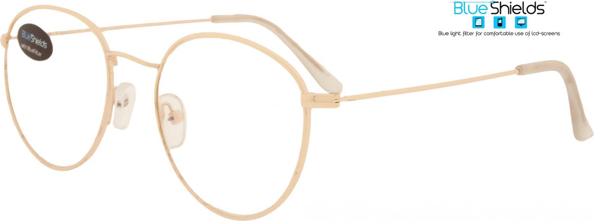 BlueShields SFG018 DEPP - Beeldschermbril - Bril zonder sterkte 0.00 - Goudkleurig frame - Metaal