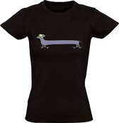 Teckel op skateboard Dames T-shirt | hond | dog | huisdier | dierendag | skaten | grappig