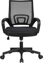 Bureaustoel, ergonomische bureaustoel, draaistoel met wieltjes, managerstoel met mesh, 360 graden draaibaar, in hoogte verstelbaar, kantelfunctie voor kantoor, werkkamer, zwart HM-YAHEE-591679