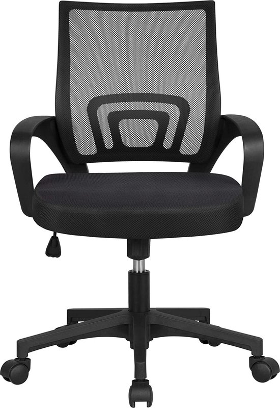 Chaise pivotante, chaise de bureau ergonomique, chaise pivotante à roulettes, chaise de gestionnaire avec maille, pivotant à 360 degrés, réglable en hauteur, fonction d'inclinaison pour bureau, salle de travail, noir HM-YAHEE-591679