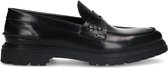 Manfield - Heren - Zwarte leren loafers - Maat 45