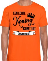 Bellatio Decorations Oranje Koningsdag t-shirt - echte Koning komt uit Groningen - heren M