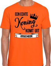 Bellatio Decorations Oranje Koningsdag t-shirt - echte Koning komt uit Enschede - heren M