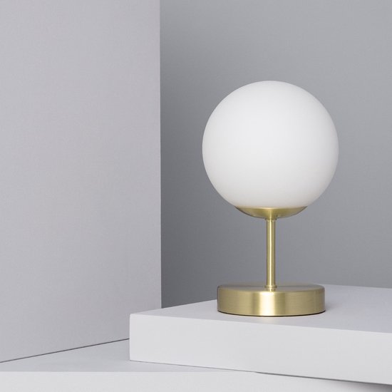 Tafellamp Medina goud met amber glas L&L