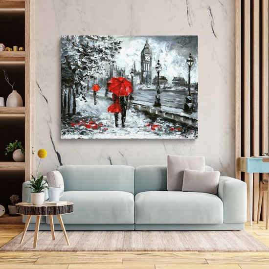 Luxe Canvas Schilderij London Love Story | 75x100 | Woonkamer | Slaapkamer | Kantoor | Muziek | Design | Art | Modern | ** 4CM DIK! 3D EFFECT**