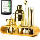 Cocktail Set - 18 delig (750ml) - Cocktail Shaker Set - Incl. Nederlandstalig Recepten E-book – Luxe Cadeau Man Vrouw - Shaker Set – Goudkleurig – Qwality
