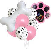 9-delige honden ballonnen decoratie set Puppy Love roze - hond - ballon - huisdier - honden poot