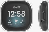 kwmobile 2x hoes geschikt voor Fitbit Versa 3 / Sense hoesje - Cover van silicone - Hoesje voor activity tracker - In zwart / transparant