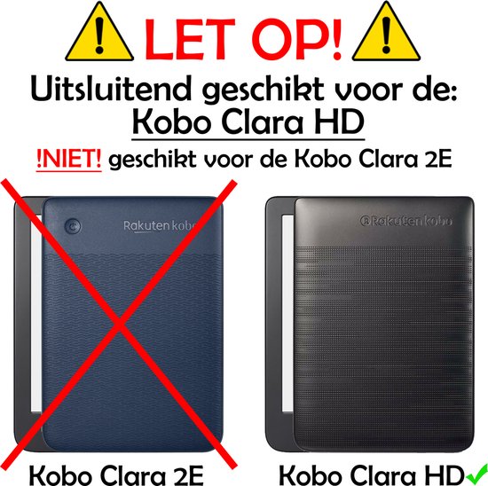 Hoesje Geschikt voor Kobo Clara HD Hoes Bescherm Hoesje Case Sleep Cover - Hoes Geschikt voor Kobo Clara HD Hoesje - Rood van Hoesje  — afbeelding 3