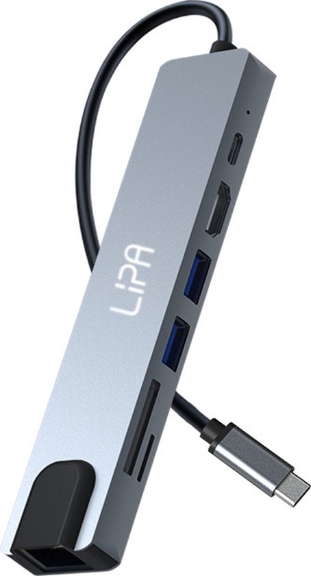 Lipa S8 7 in 1 docking station laptop - Docking station usb c - Docking stations - USB splitter - Usb C - 100W Power Dock opladen apparaten - HDMI 4K - RJ 45 ethernet - SD en MicroSD - Usb 3.0 en Usb 2.0 - Geschikt voor o.a. Apple, Windows, Android