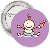 9 Buttons Happy Baby paars - baby - button - zwanger - geboorte - genderreveal - babyshower