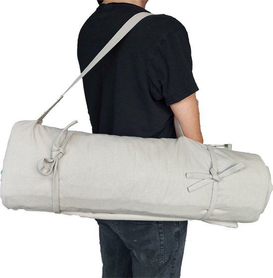 Samarali Yoga mat Katoen - Kasteel Grijs - Yoga mat extra dik - Meditatiemat - Pilates mat - 200x65 CM - 100% Biologisch van Samarali — afbeelding 3