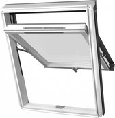 Solstro Skylight Fenêtre en bois avec une finition Witte élégante, point de pivot élevé, double vitrage avec un panneau intérieur laminé (de sécurité), couplé au solin de tuile de toit - M8A, 78 x 140 cm