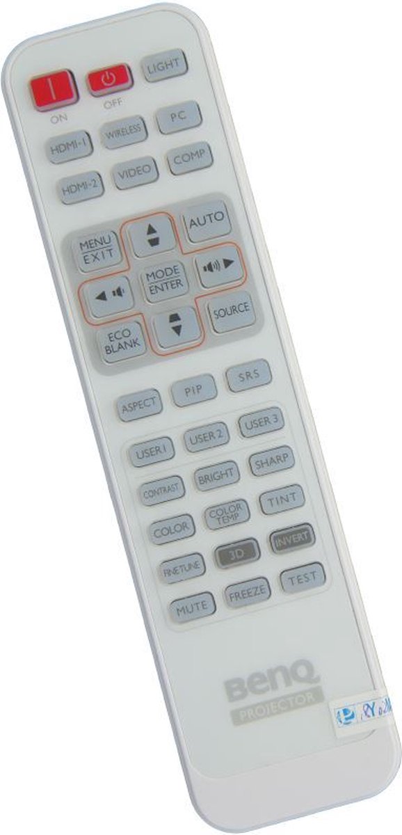 Afstandsbediening geschikt voor de BENQ W1500 beamer, vervangt 5J.J7N06.001 / RCV011