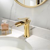 Goude Wastafel Kraan Waterval - Modern Design - Messing - Warm en Koud - Badkamer - Toilet - Keuken