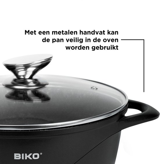 BIKO - Smile pannen 8 delige pannenset - Braadpan - Zwart | bol.com