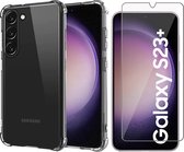 Hoesje geschikt voor Samsung Galaxy S23 Plus - Screen Protector GlassGuard - Back Cover Case ShockGuard Transparant & Screenprotector
