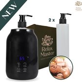 Massage Olie Verwarmer Digitaal Zwart - Relax Master® - Flessen Verwarmer met Timer en 2 dispensers - Massagesalon - Guasha - Wellness - Spa