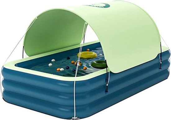 LotaHome - Opblaasbaar Zwembad - Zwembad met Glijbaan en Zonnescherm - Draadloze Pomp - Kinderzwembad LotaHome - Speelzwembad - Maximaal 8 Personen - Inclusief Diverse Accessoires - 300cm