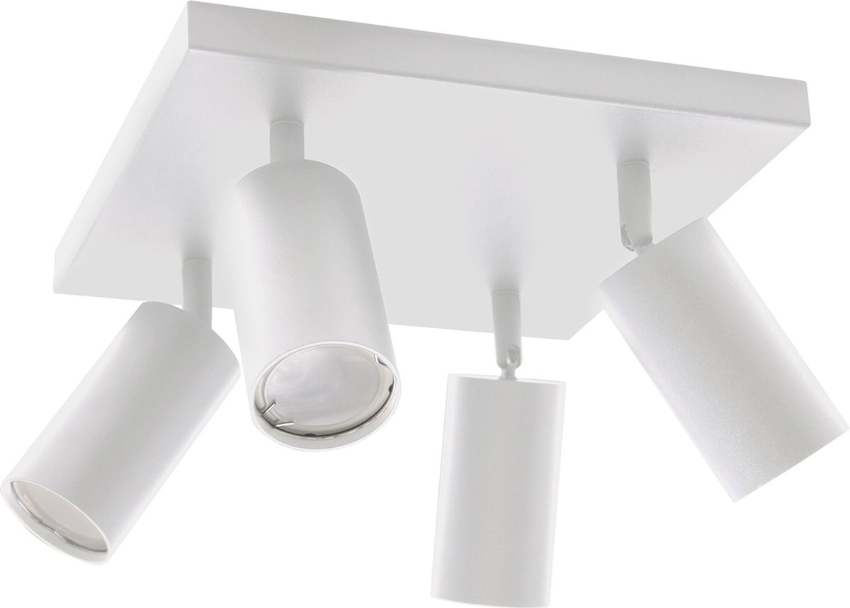 Modern Plafond Spot - Keuken/woonkamer/Slapkamer Lamp - 4 x GU10 Fitting Armatuur - Vierkant - Wit