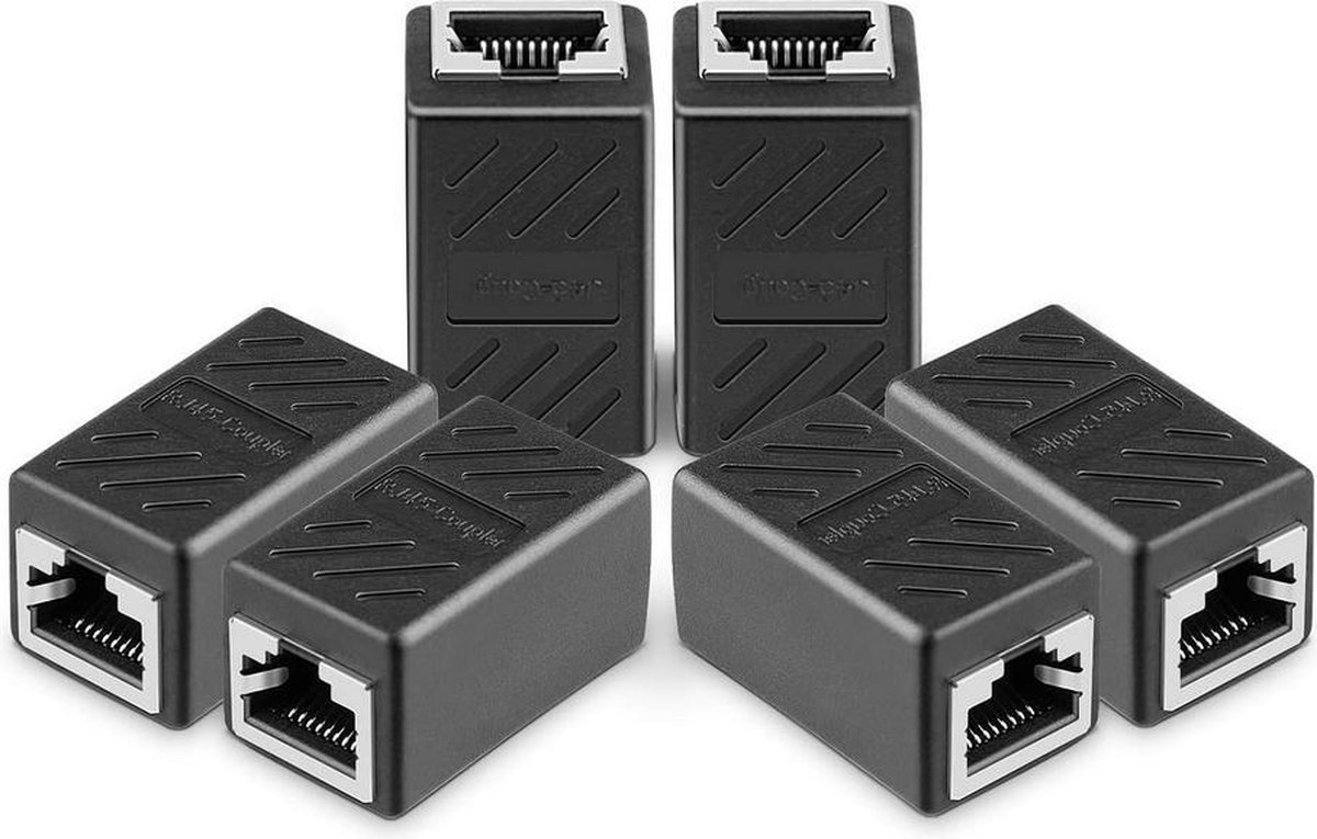 10-pack - Zwart - Ethernet Connector - Netwerk LAN verlengstuk - Vergulden aansluitingen - Internet koppelstuk - Verlengstuk coupler - UTP kabel - UTP Koppelstuk - LAN koppelstuk - RJ45 CAT6 - Ethernet coupler