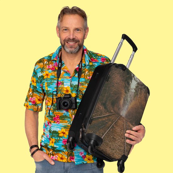 NoBoringSuitcases.com® Valise grande - Chemin - Arbre - Forêt - Automne - Valise trolley avec serrure TSA - Avec roulettes - 90 litres - Valise de voyage - 66 cm