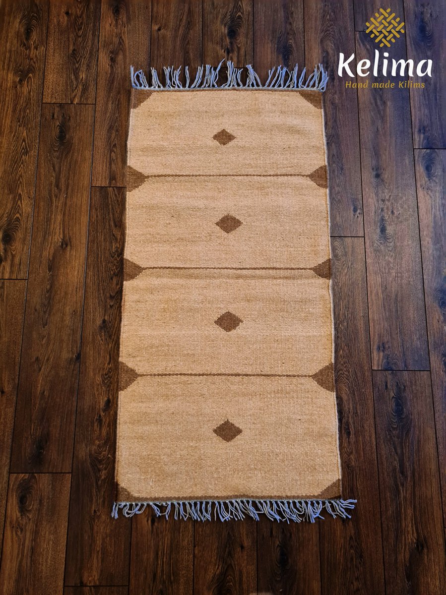 Kelima Handgemaakt Wollen Vloerkleed - 70x140 cm - 100% Natuurlijk - Naturel