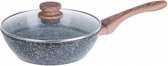 Kinghoff 1584 - Poêle wok avec couvercle - Granit / bois - 28 cm