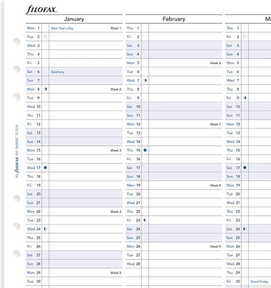 Filofax A5 2023 Year planner verticaal bol