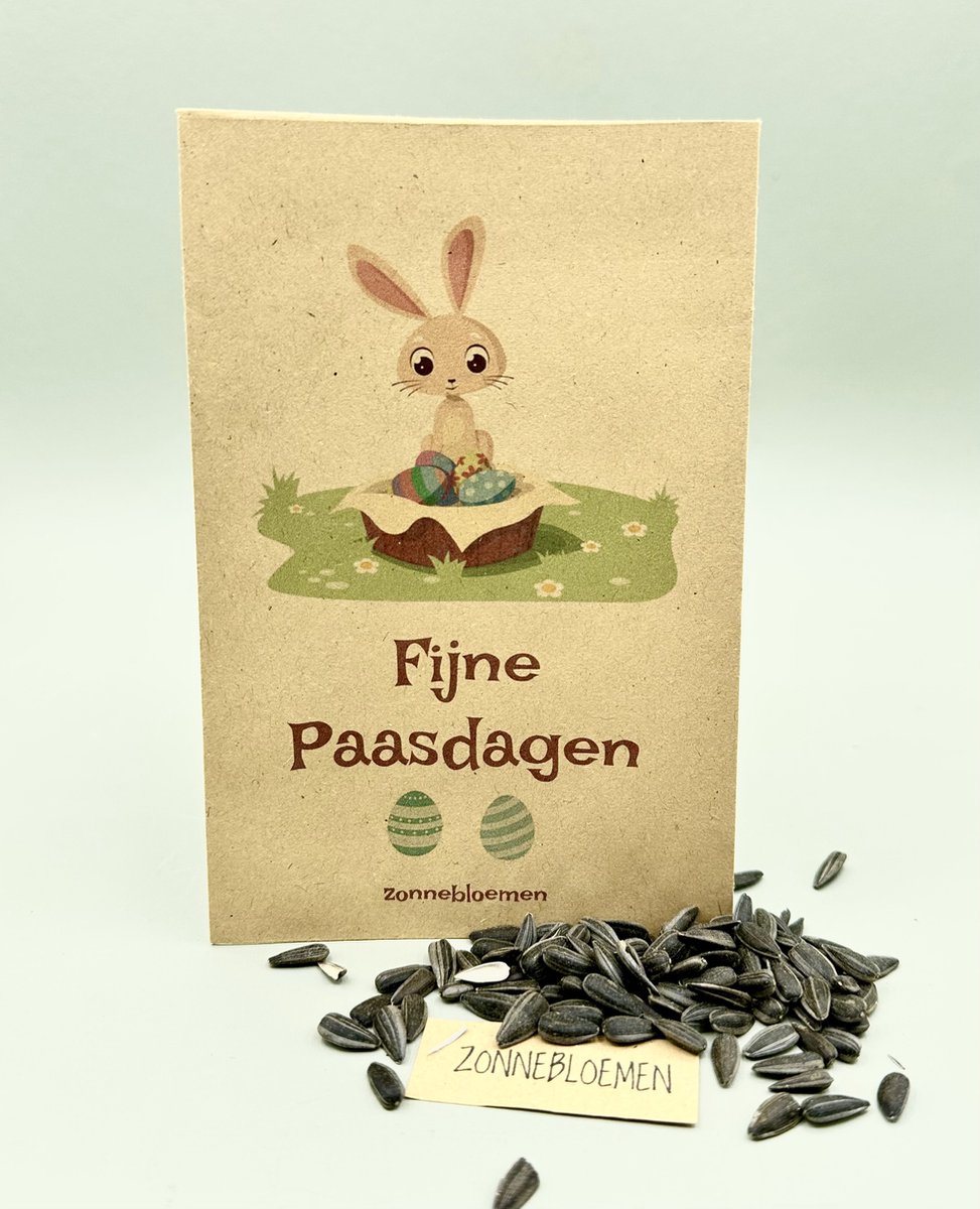 10 zakjes Fijne Paasdagen, klein kadootje, paas cadeautje, pasen, zonnebloemen, vrolijk pasen,zaden,