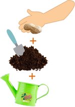 Mini groene gieter met pinda zaden -Dg naturel lifestyle - lente - tuin actie 1+1 gratis