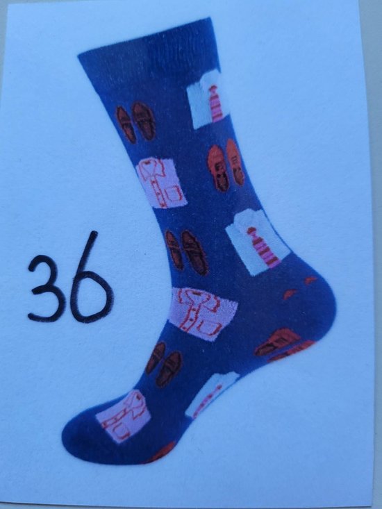 Funny sokken - Kleurrijke Fun-kledingsokken mry hemd en schoenen 36