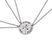 Kasey - Collier d'amitié - Cadeau d'amitié - Collier d'amitié pour 3 - Collier BFF pour 3 - Rond avec pierre - Best Friends Forever - Couleur argent