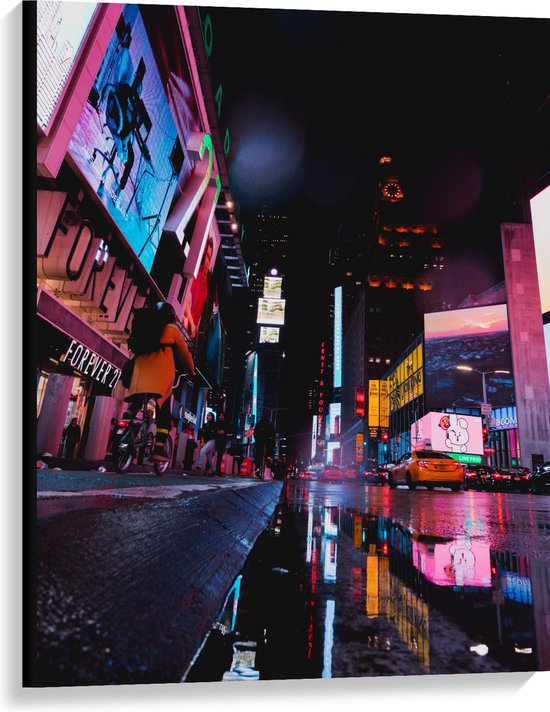 Canvas - Plein Times Square in Nacht - 75x100 cm Foto op Canvas Schilderij (Wanddecoratie op Canvas)