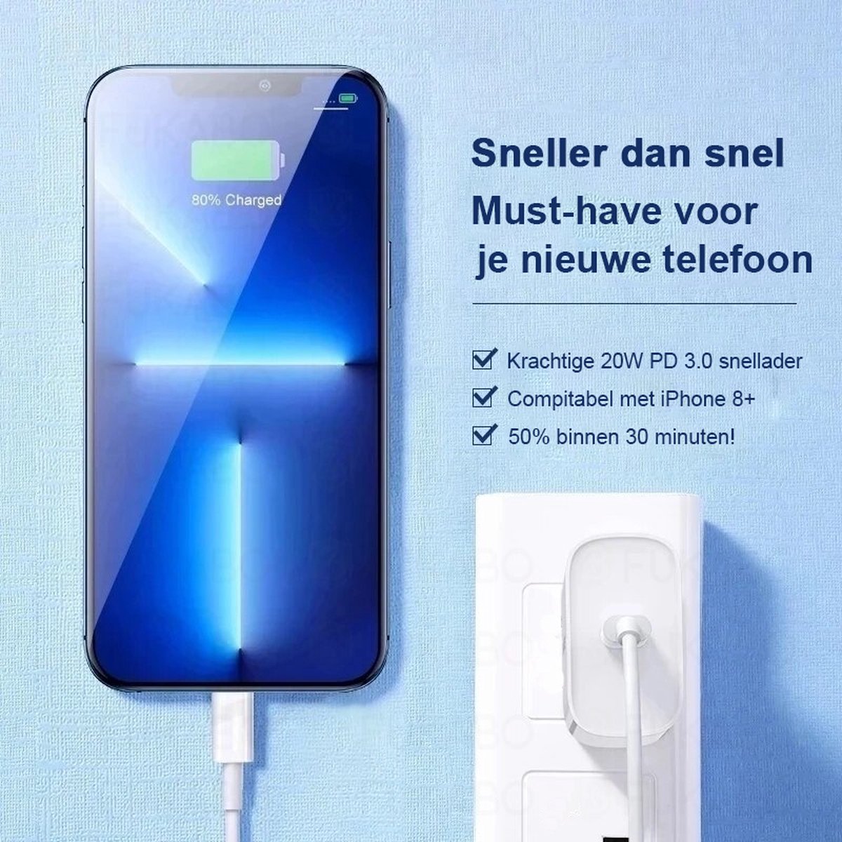 Snellader iPhone Snellader oplaadblok 20W 20W USBC oplader