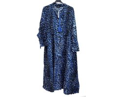 Dames Lange Jurk Boho Style Dierenprint in grote maten onesize 42-50 zwart/blauw