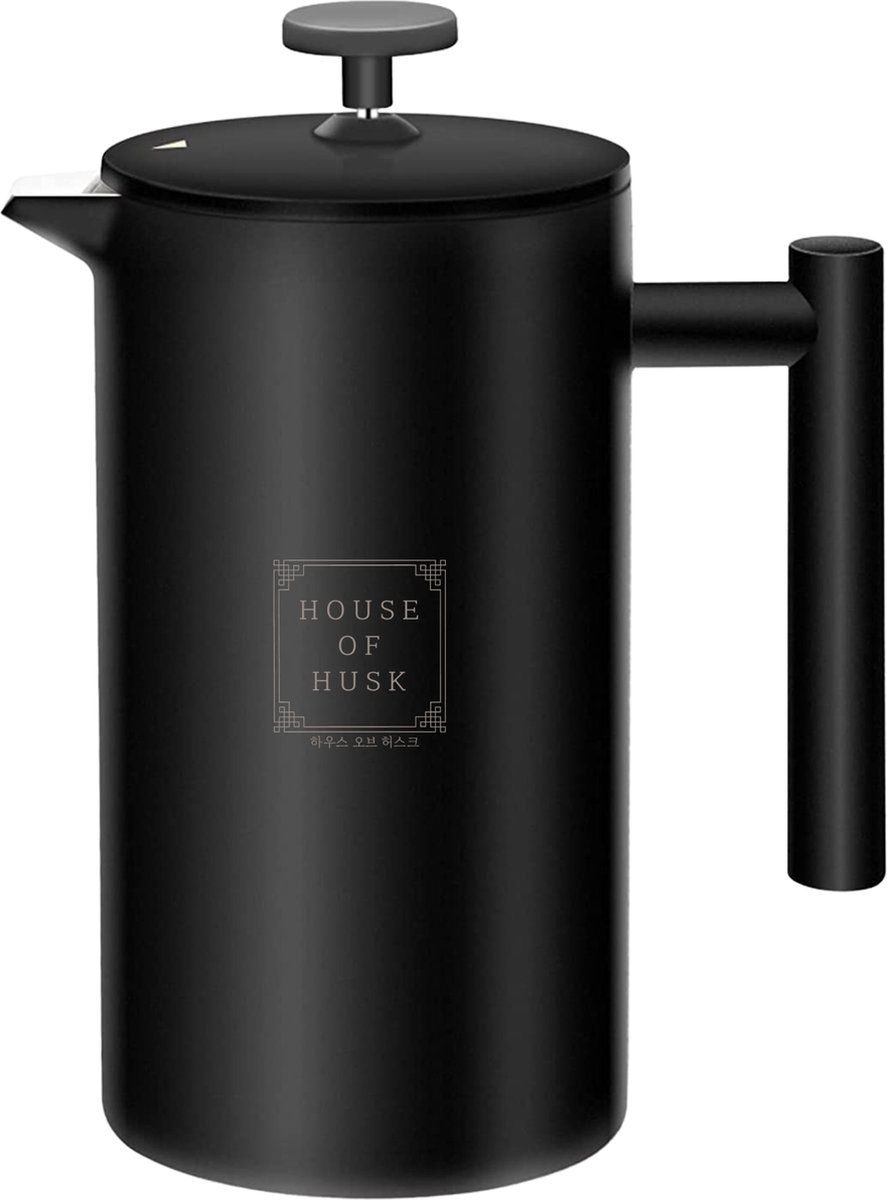 House of Husk® Cafetière - French Press - Coffeemaker - Filter Koffie - RVS - Slow Coffee - 1 Liter - Zwart