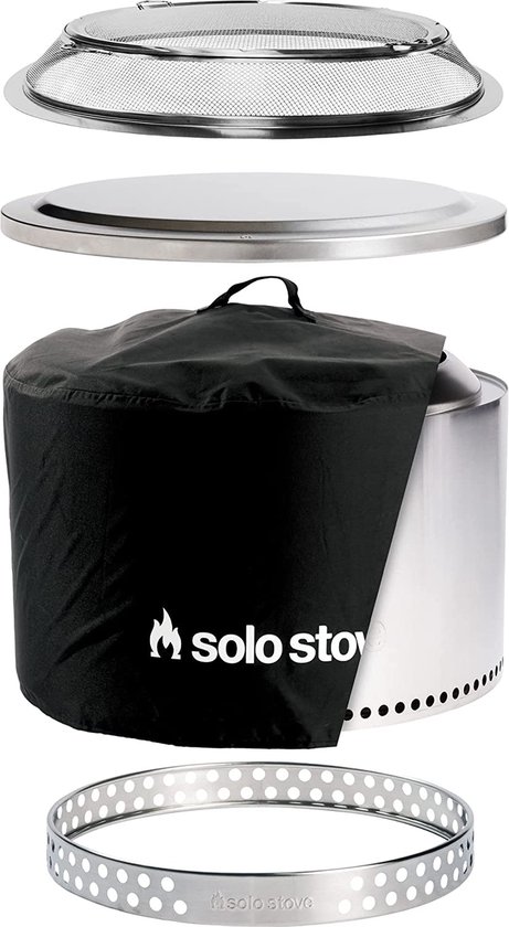 Vuurkorf Accessoireset voor solo-fornuis, vreugdevuur 49,5 cm, roestvrijstalen vuurkorf, grillrooster met handvat, rond kookrooster voor buiten, barbecue, kampvuur, picknick, feest/verzamelaccessoire