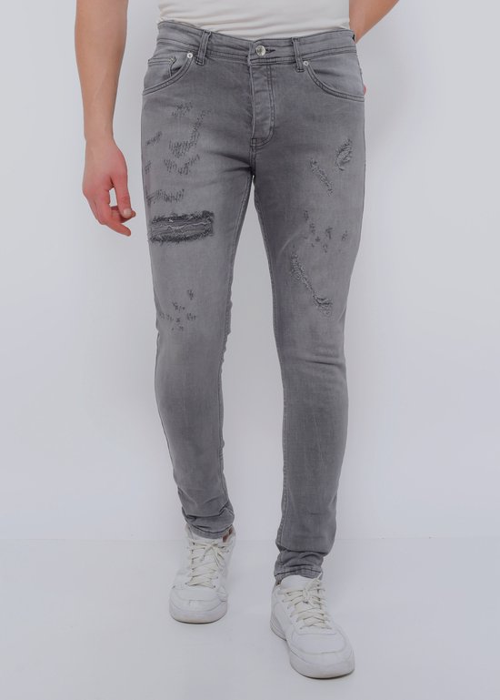 Heren Broek met Gaten Slim Fit -DC-055- Grijs