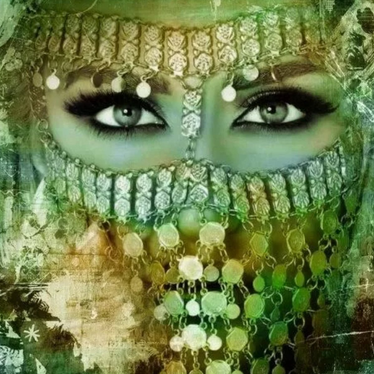 Safaary - Arabisch schilderij Arabische vrouw groen