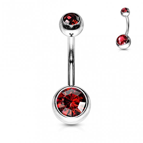 Bellypiercing double pierre rouge