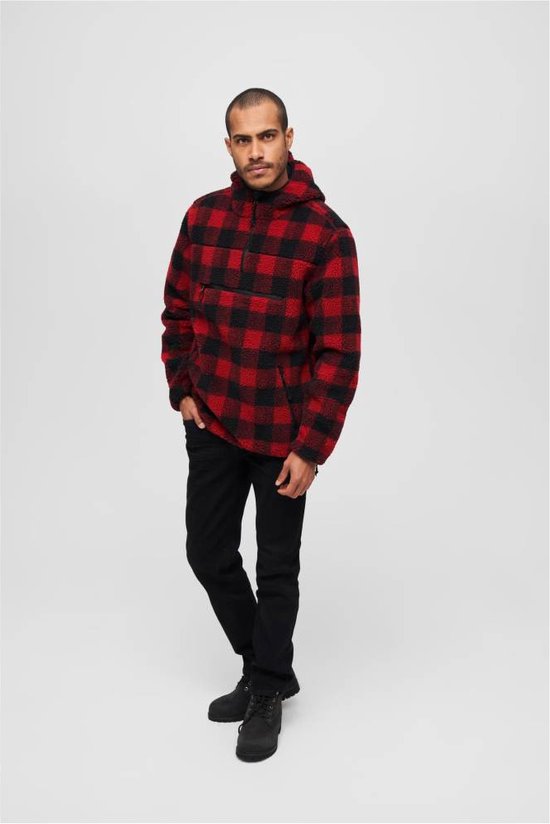 Brandit - Veste pull Teddy Fleece Worker - M - Rouge/ Zwart
