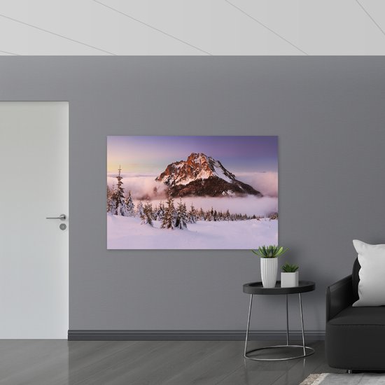 Dibond - Bergtop boven Wolkendek Uitstekend - 150x100 cm Foto op Aluminium (Met Ophangsysteem)