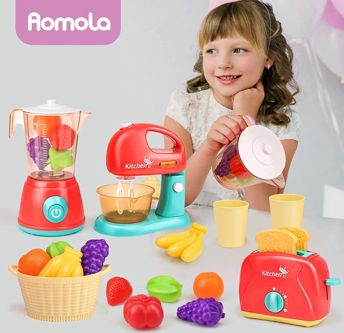 Jouets de cuisine simulés pour enfants - mixeur - grille-pain -  presse-agrumes 