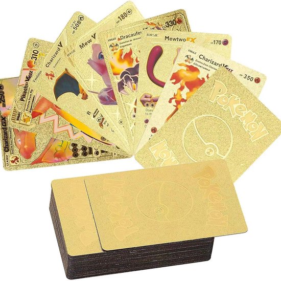 Thumbnail van een extra afbeelding van het spel Speelkaarten - Premium - Cadeau - 55 stuks - Uniek - Kaarten - Goud - Pokemon Kaarten - Verjaardag - Jongen - Meisje - Battle - Verzamel