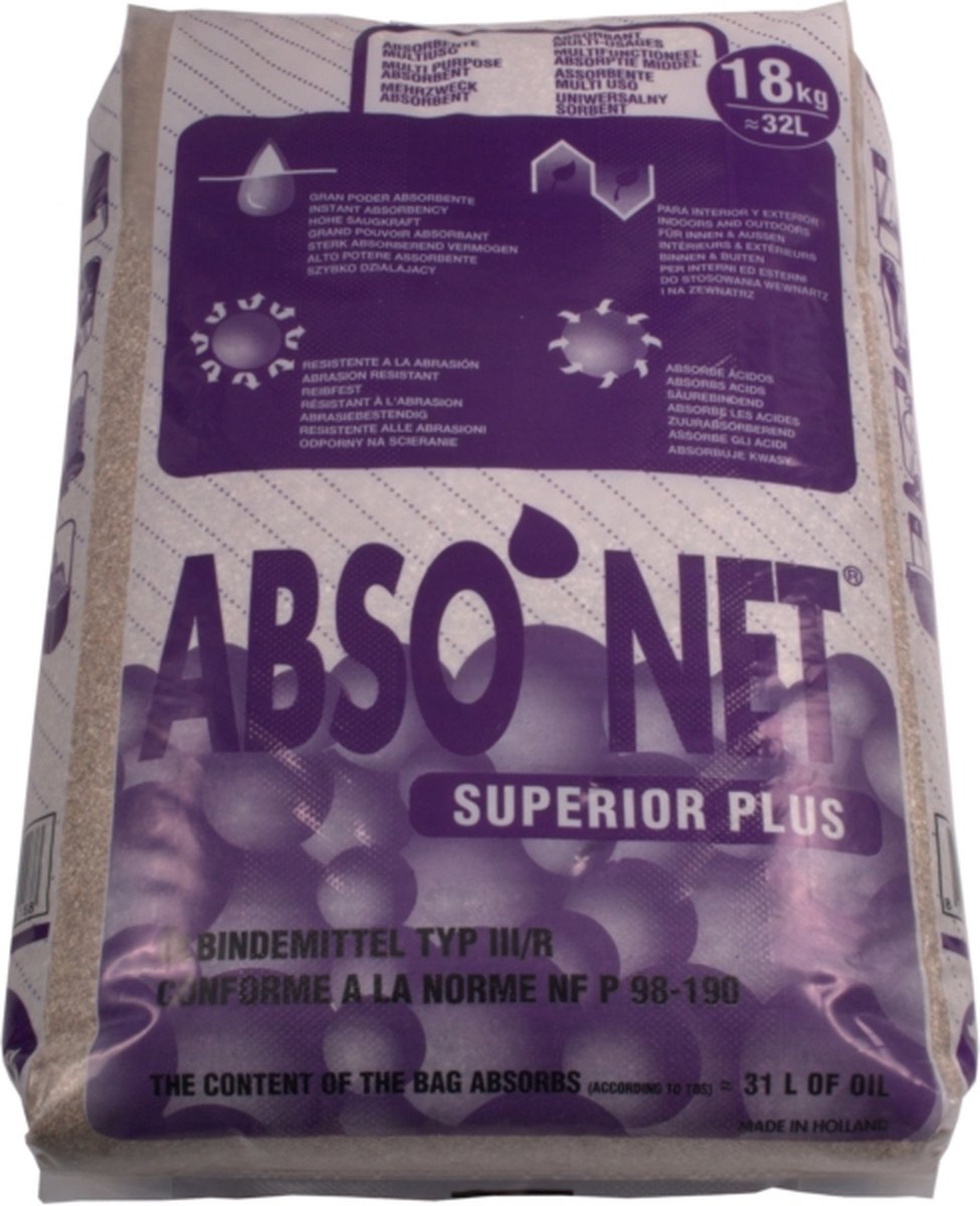 Absorptiekorrel / Vloerkorrels 18 kg — Snel, Sterk & Veilig Vloeistoffen Opruimen | Multisorb / Superior Plus (All Purpose)