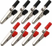 Krokodillenklemmen - Rood - Zwart - 50MM - Set - 10 Stuks